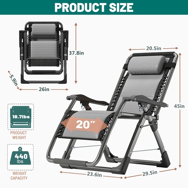 DoCred Zero Gravity Chair,Folding Lawn Chaise Recliner Lounge Chair