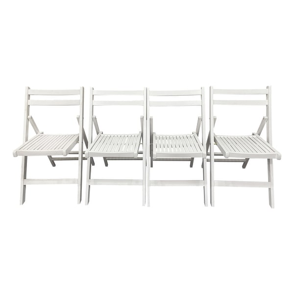 4pc White Wooden Armless Foldable Chair Set