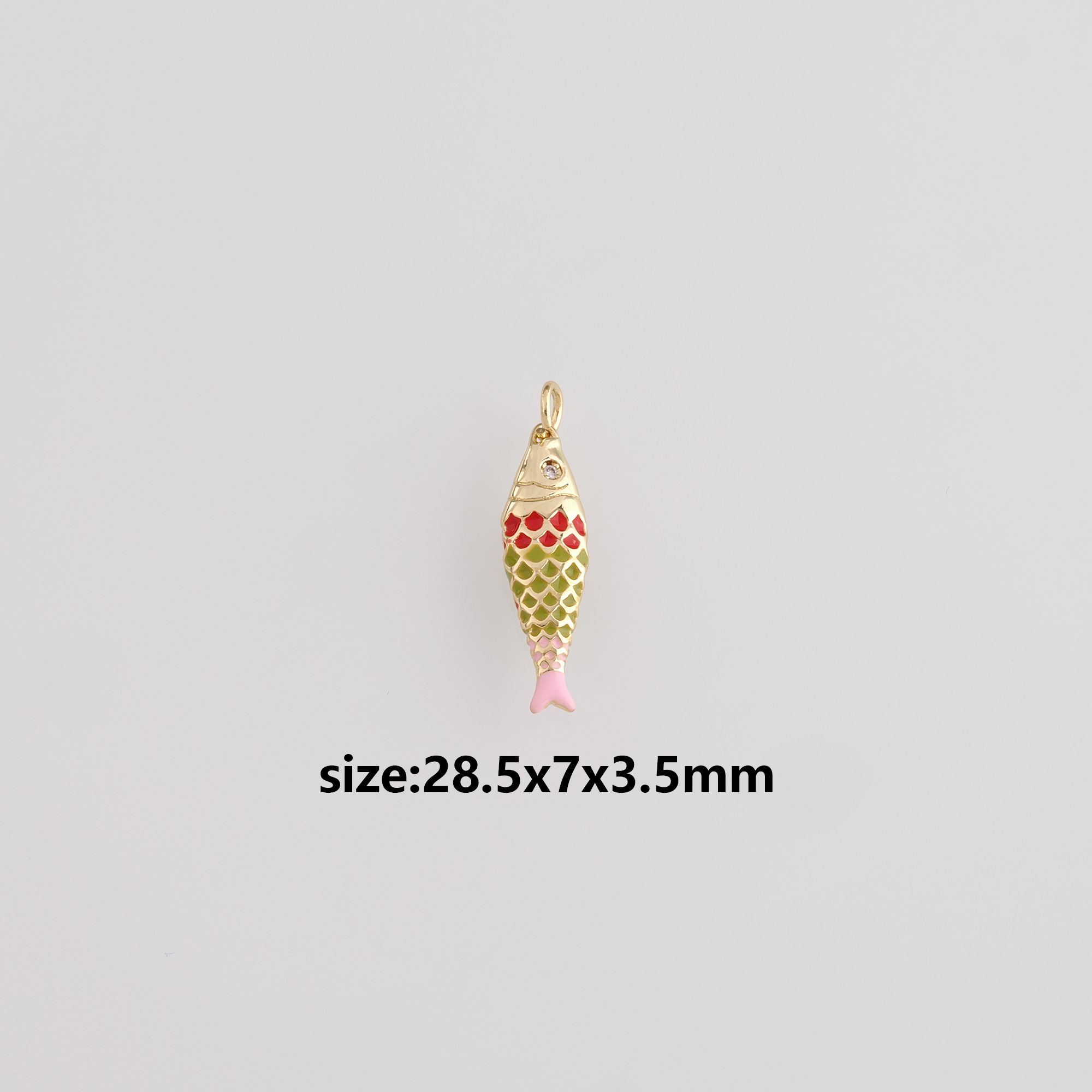 18K Gold Filled Fish Pendant,Enamel Fish Charm Earrings Necklace for DIY Jewelry Making Supply