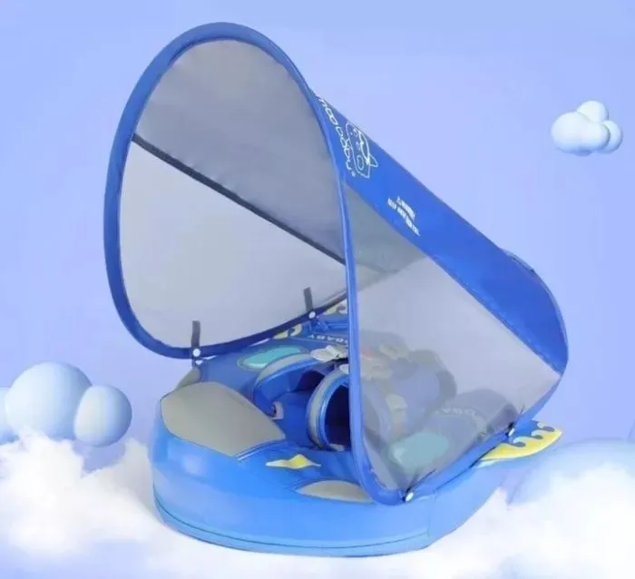 Baby Airless Float Ring With UPF50+ Canopy (2024 Deluxe Edition Swim-Trainer)
