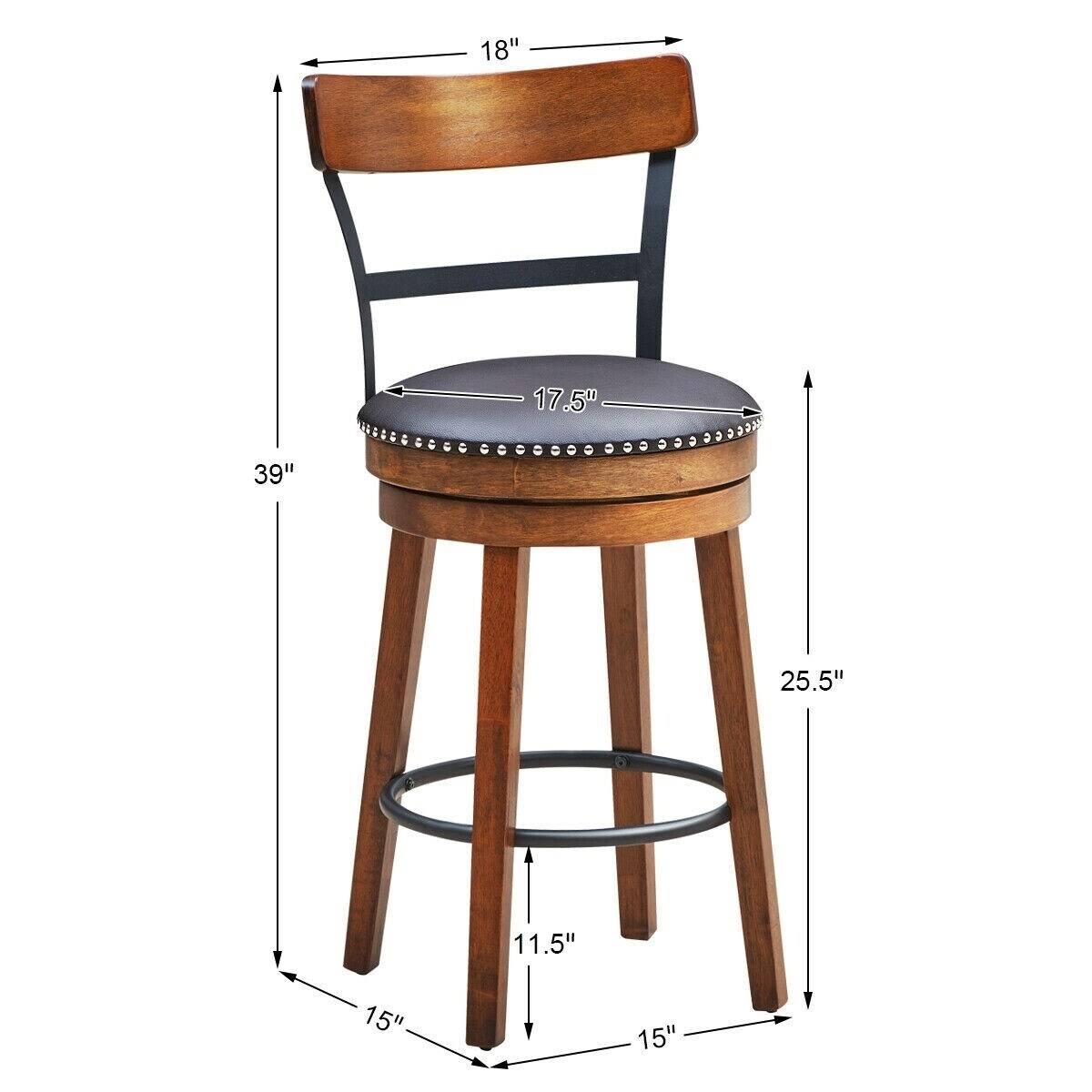 360-Degree Bar Swivel Stools with Leather Padded - Pictured