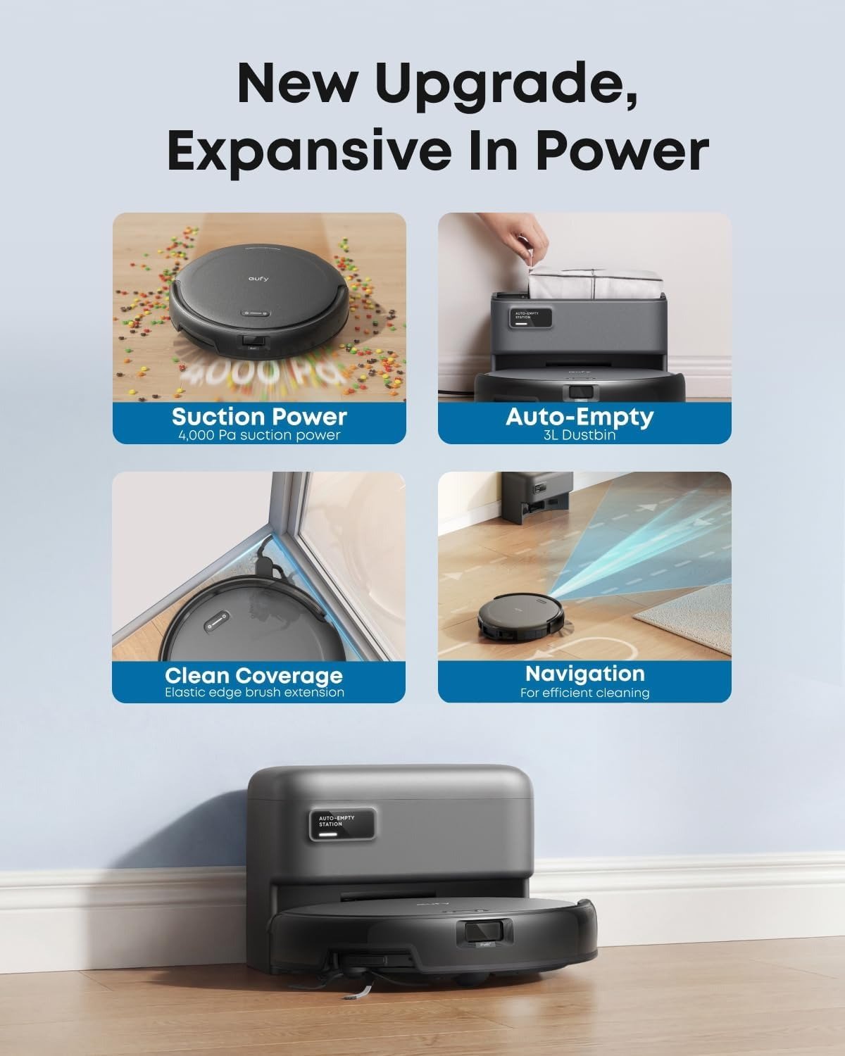 Robot Vacuum Self Emptying, 8 Weeks Hands Free, Advanced Smart Mapping with LiDAR Navigation, 2.85-Inch Slim Design, Powerful Suction, Edge Expansion Brush for Pet Hair, Carpet Detection