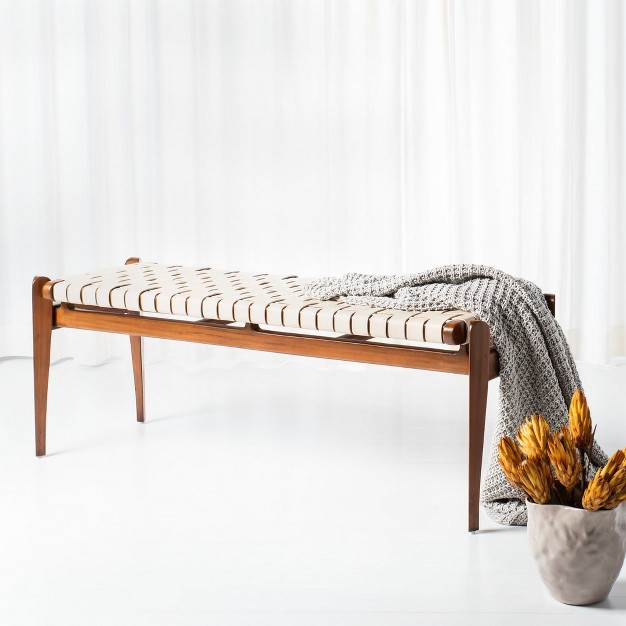 Dilan Leather Bench Safavieh