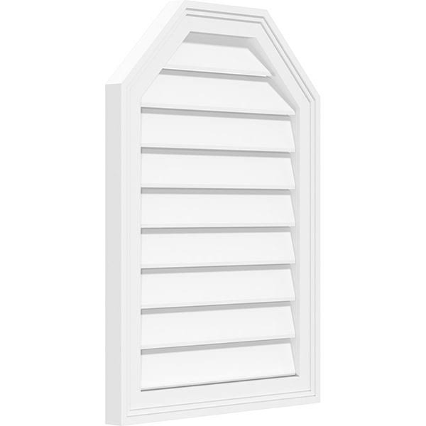 Ekena Millwork GVPOT34X2002SF 34x22W x 20x22H Octagonal Top Surface Mount PVC Gable Vent: Functional, w/ 2x22W x 1-1/2x22P Brick