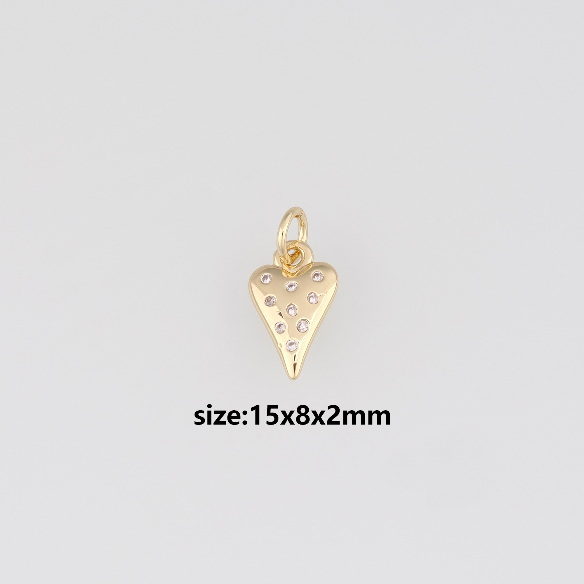 18K Gold Filled Heart Pendant,CZ Micro Pave Heart Charm Earrings Necklace for DIY Jewelry Making Supply