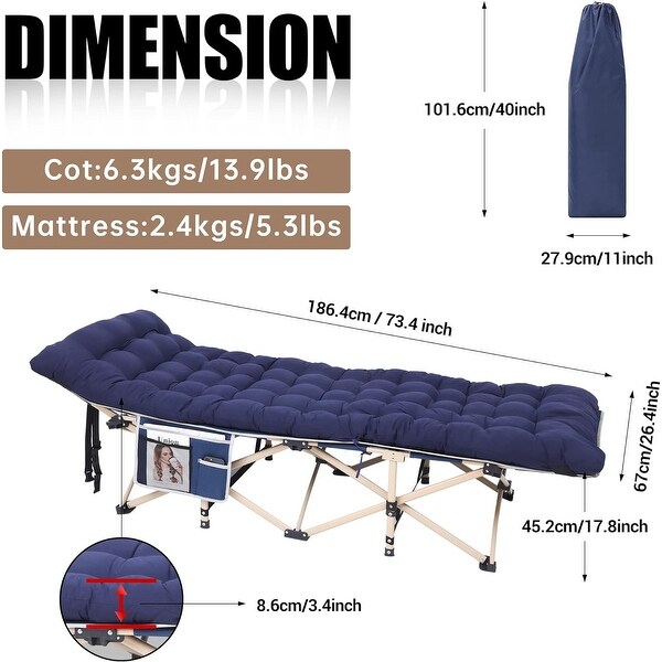 Camping Cot,Heated Camping Cot Folding Cot for Adults with Heated Mattress,Folding Bed,Carry Bag
