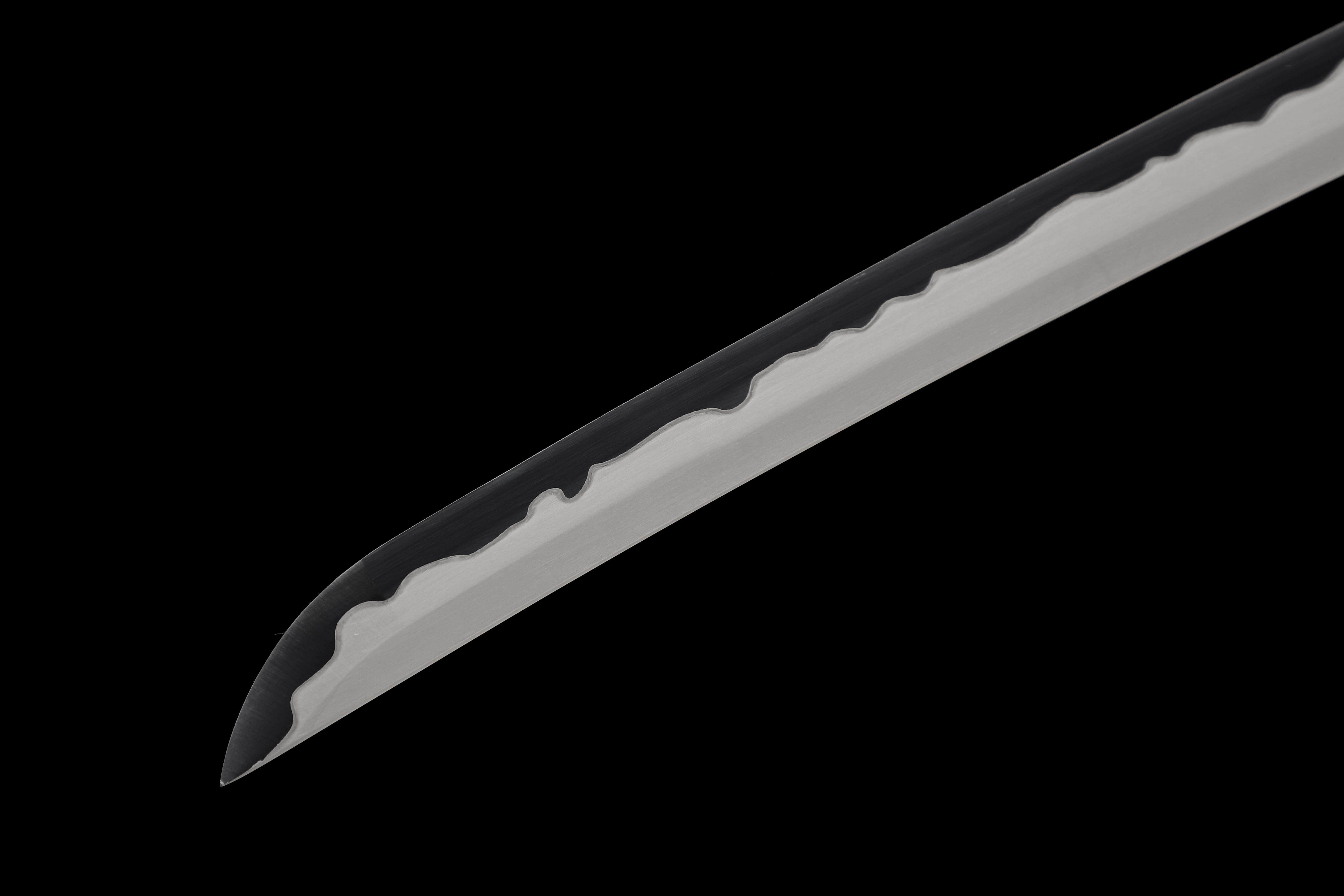 Handmade Katana 9260 Spring Steel Frost Wind Black White Blade Full Tang
