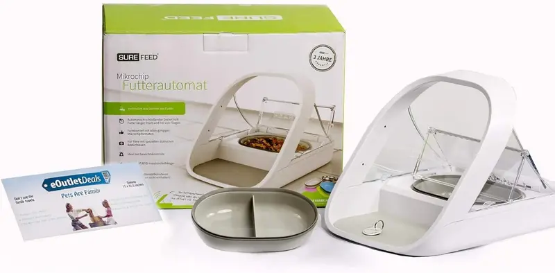 SureFeed Microchip-Activated Pet Feeder – Dual-Compartment Design for Wet & Dry Food, Lightweight Build, Includes Pet Towel