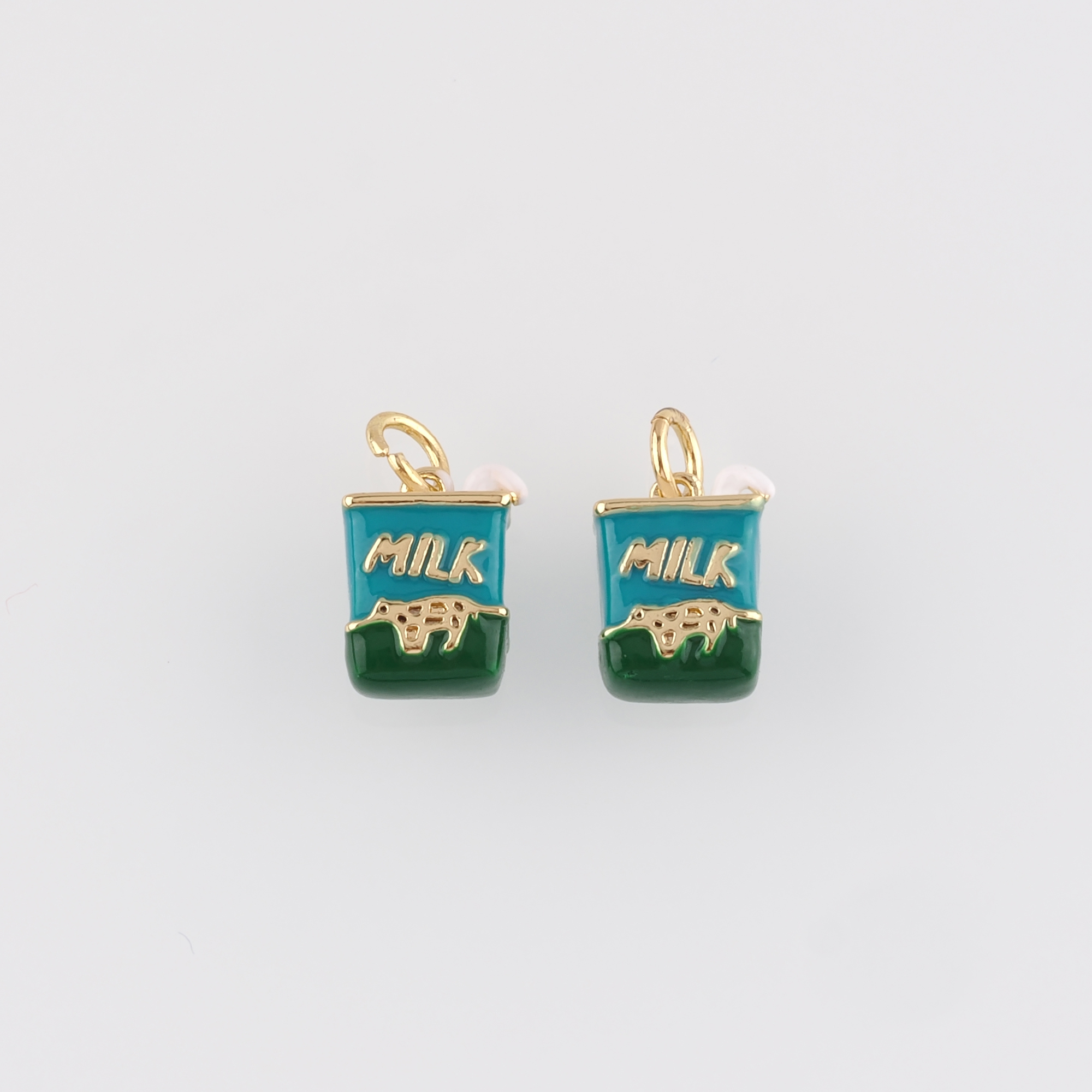 18K Gold Filled Milk Tea Pendant,Enamel Milk Tea Earrings Necklace for DIY Jewelry Making Supply