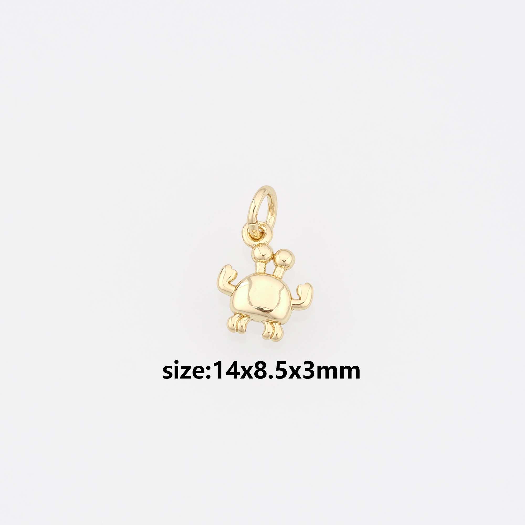 18K Gold Filled Crab Pendant,Cancer Charm Earrings Necklace for DIY Jewelry Making Supply