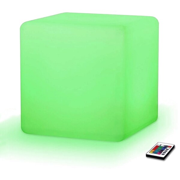 Modern Home LED Glowing Cube Box Stool w/Infrared Remote Control