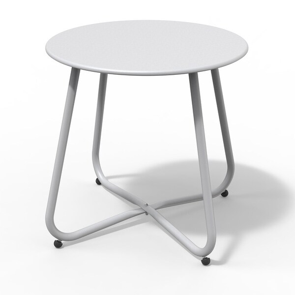 Grand patio Outdoor Side Table,18inch Small Round Side Table,Black Patio End Table with Adjustable