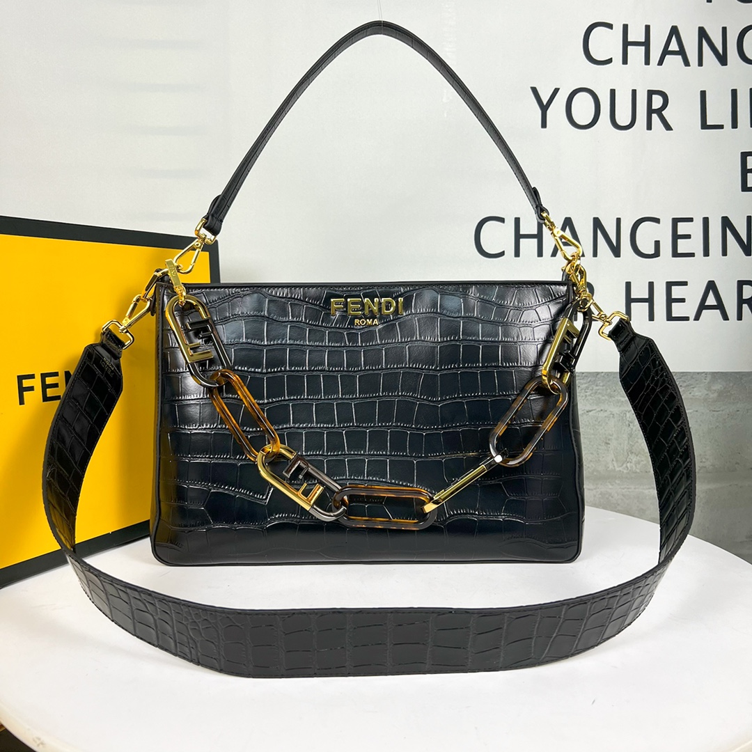 Fendi LOCK Zip Cowhide chain bag - cnluxepick