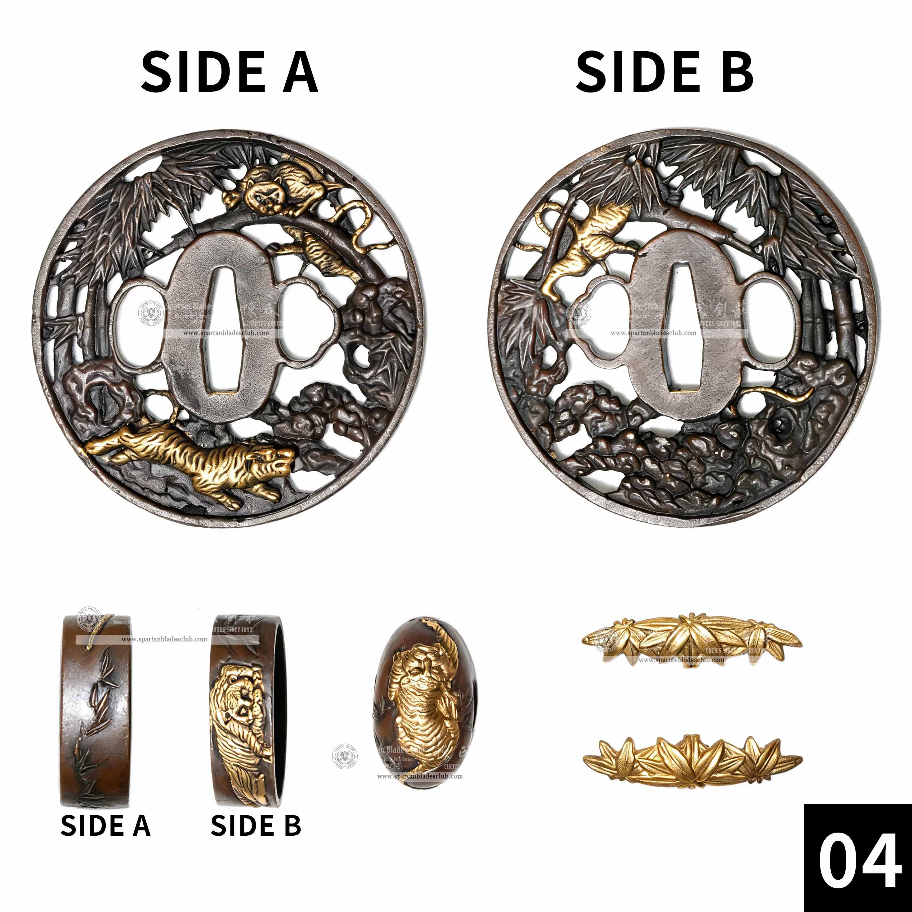 Custom Your Katana | Tiger | Complete Set Fittings (Brass Gilded) | Spartan Blades Club | CHEN'S SWORDS 1892 - Spartan Blades Club - 陳氏劍莊1892