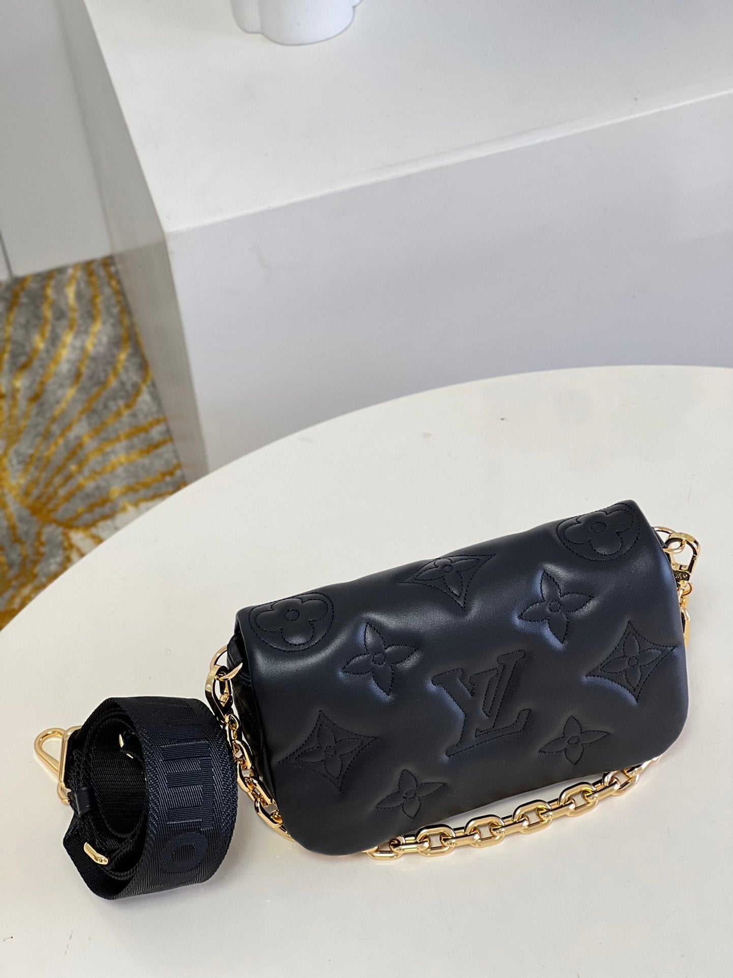 Louis Vuitton Wallet On Strap Bubblegram Black