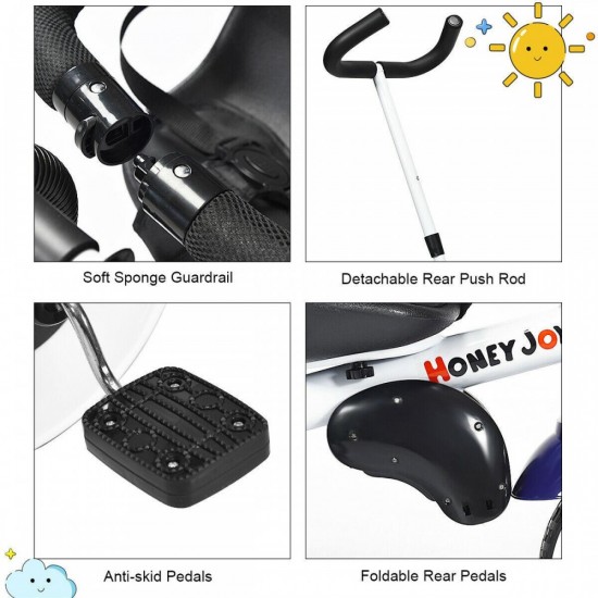 4-In-1 Kids Baby Stroller Tricycle Detachable Learning Toy Bike