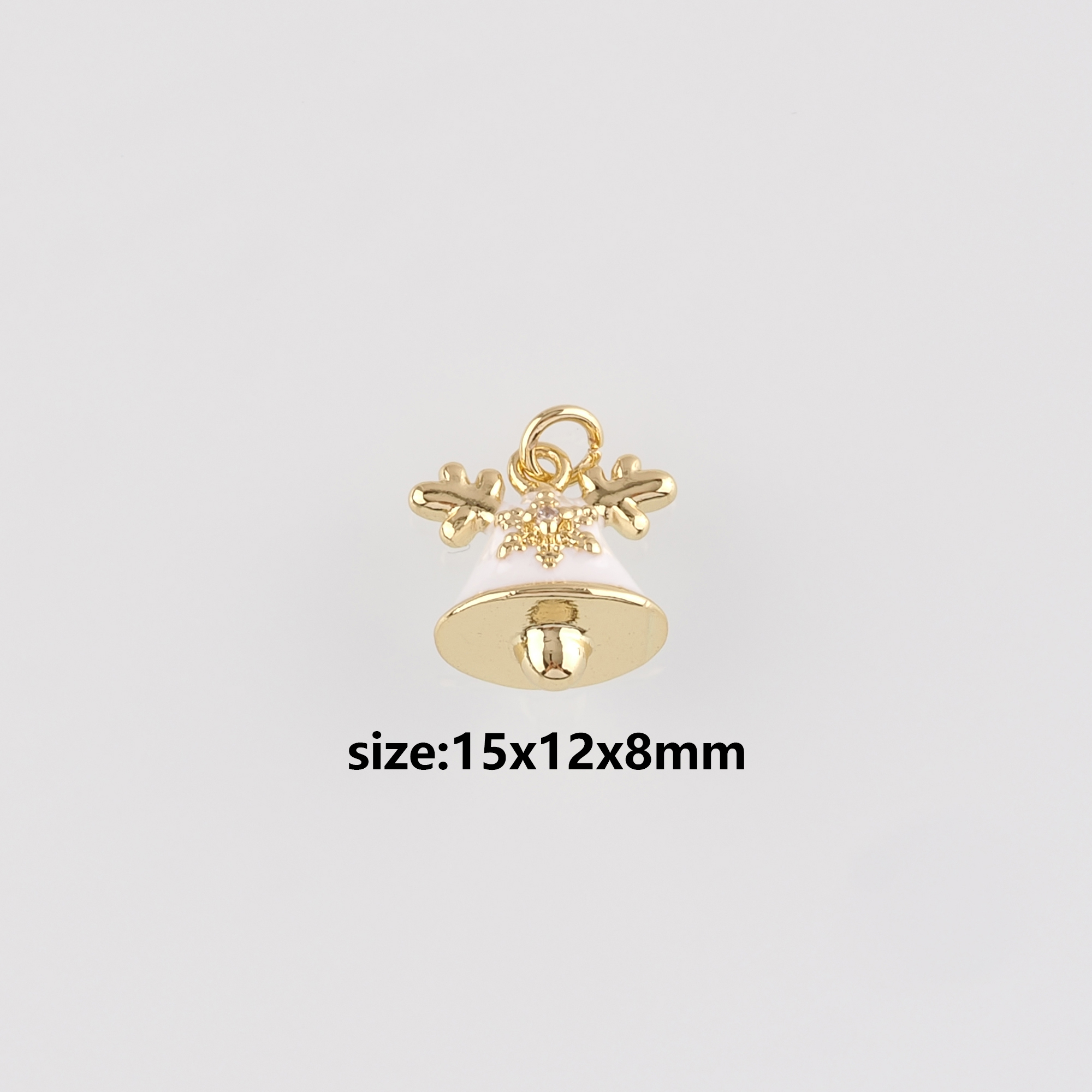 18K Gold Filled Christmas Bells Pendant,Enamel Christmas Charm Earrings Necklace for DIY Jewelry Making Supply