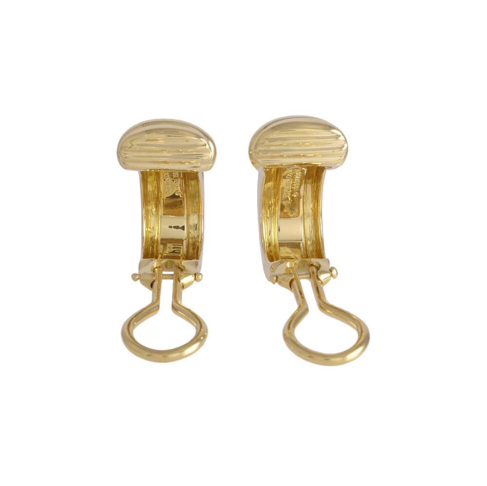 Tiffany & Co. Atlas Groove Earrings 18K Yellow Gold