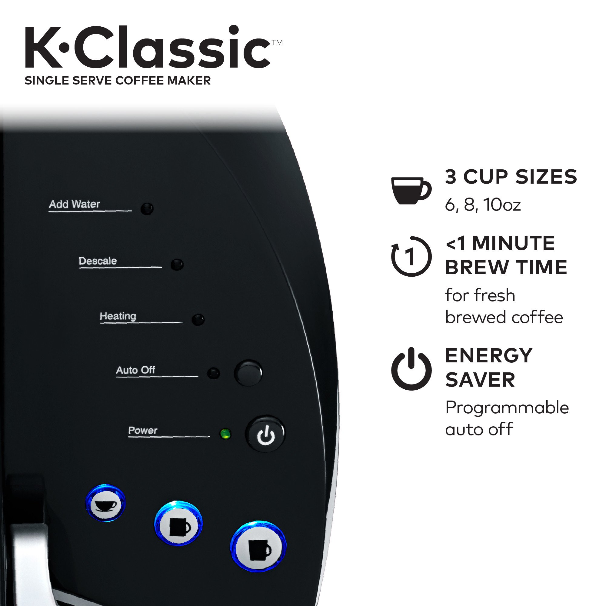 Keurig K-Classic Single Serve K-Cup Pod Coffee Maker, Black