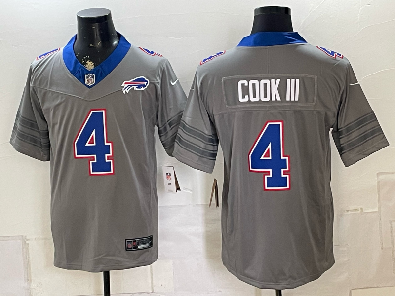 Men's Buffalo Bills James Cook III #4 Gray Nickel City Game Jersey