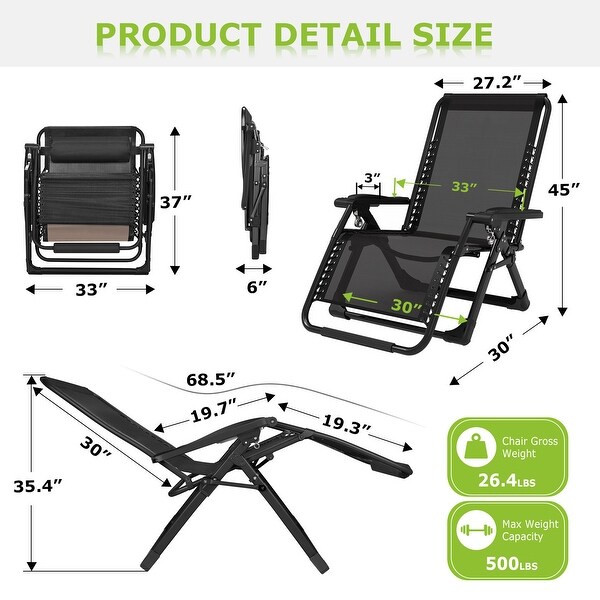 33In Patio Reclining Chaise Lounge with Removable Cushion