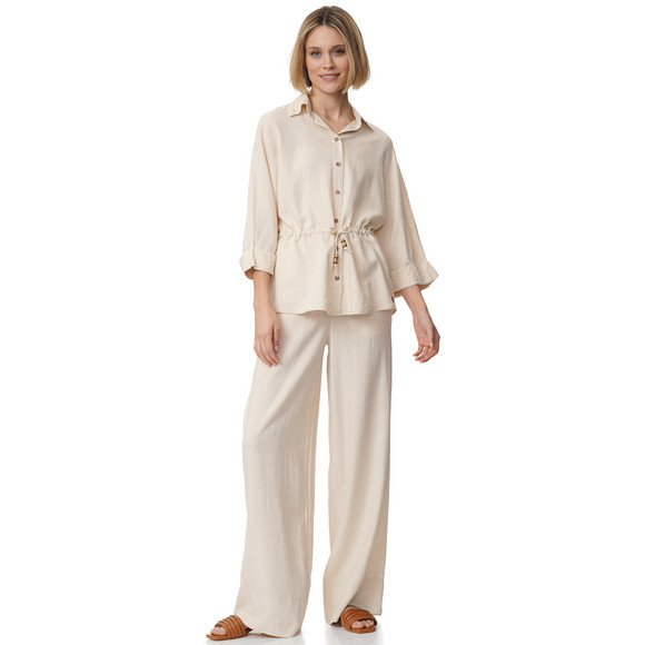 Gina Collection Damen Leinen-Bluse mit Knopfleiste