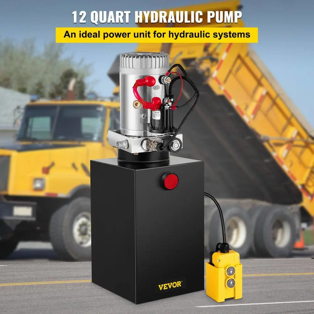 2026 12 qt. 12-Volt 3200 PSI Hydraulic Power Pump Electric Dump Trailer Pump with Steel Reservoir for Car Lift 12LDZYCZYYBTX0001V0