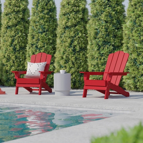 Set of 4 Commercial AllWeather Adirondack Chairs with Cupholders