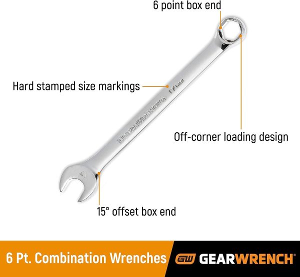 28 Pc. 6 Pt. Combination Wrench Set, SAE/Metric   81923, Chrome