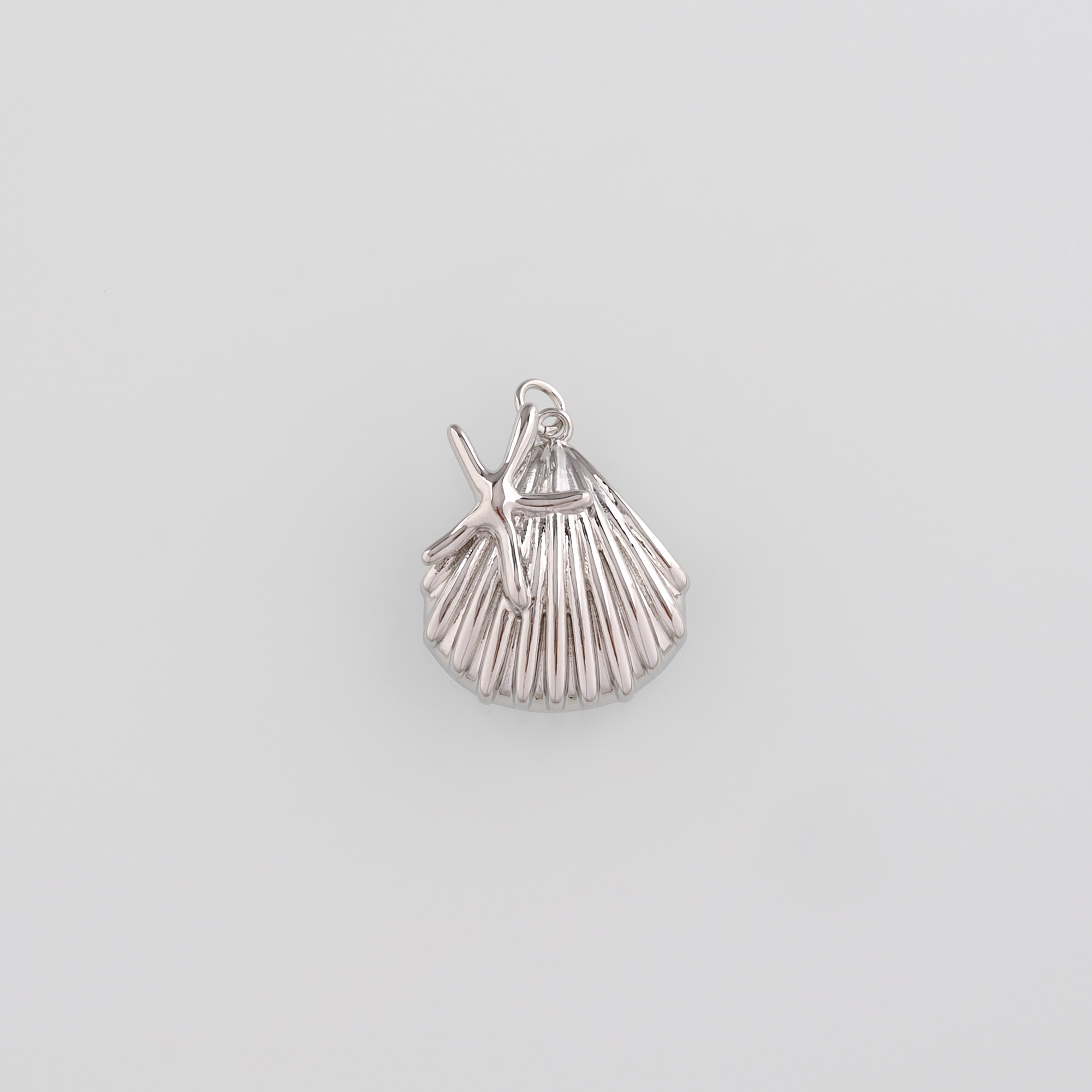 18K Gold Filled Scallop Pendant,Ocean Scallop Charm Earrings Necklace for DIY Jewelry Making Supply