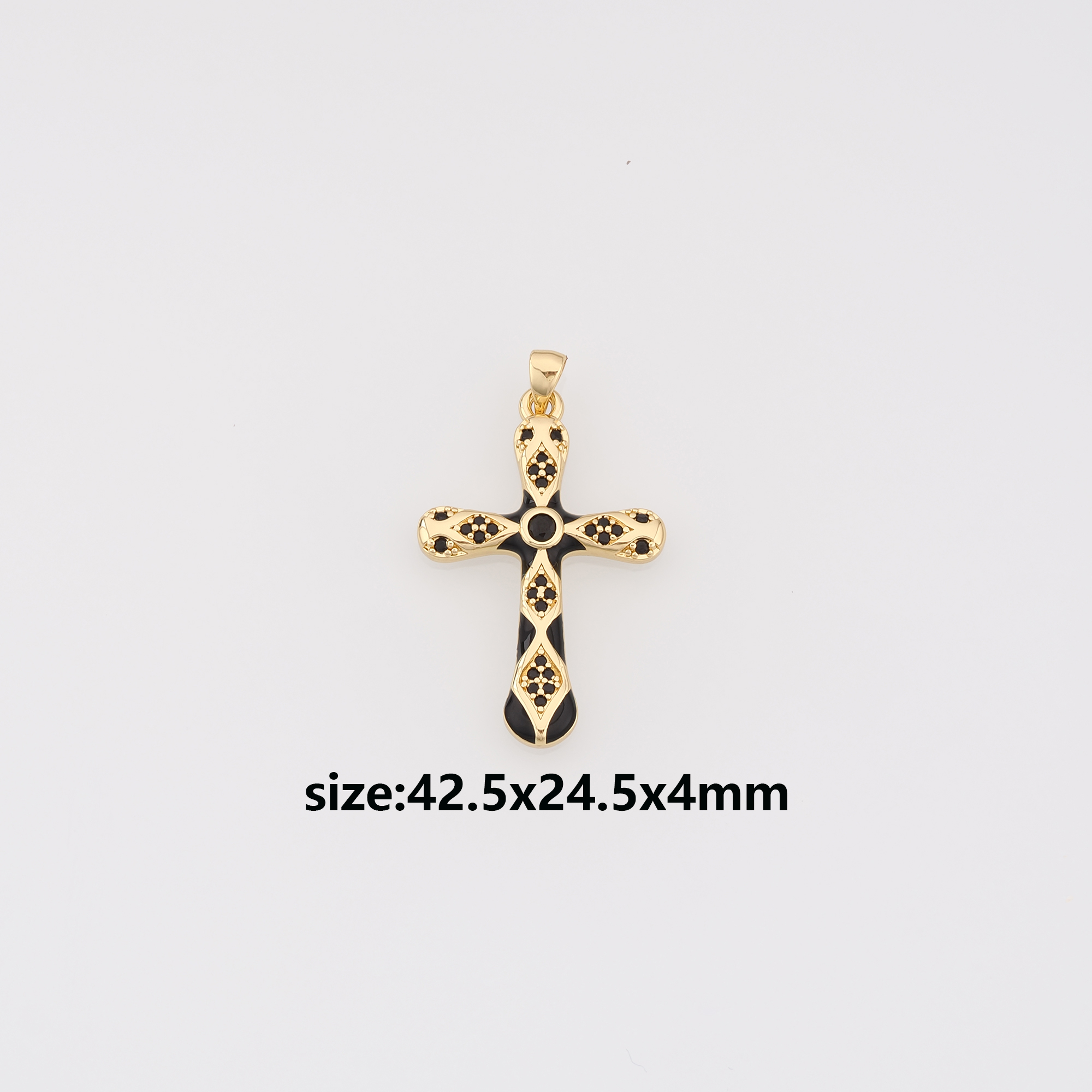 18K Gold Filled Cross Pendant,CZ Micro Pave Cross Charm Earrings Necklace for DIY Jewelry Making Supply