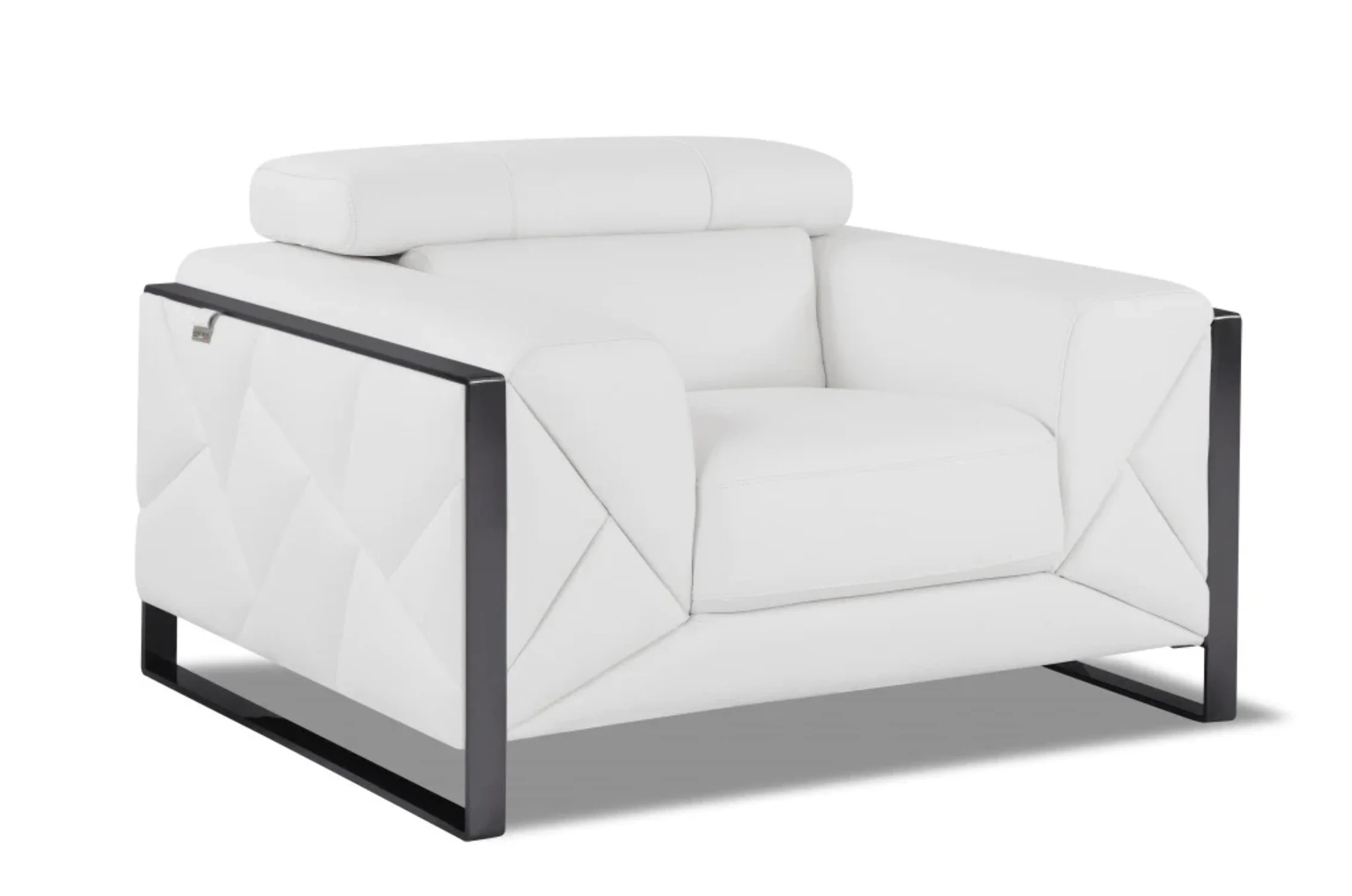 HomeRoots 476502 Mod Winter White Leather & Chrome Deco Accent Chair