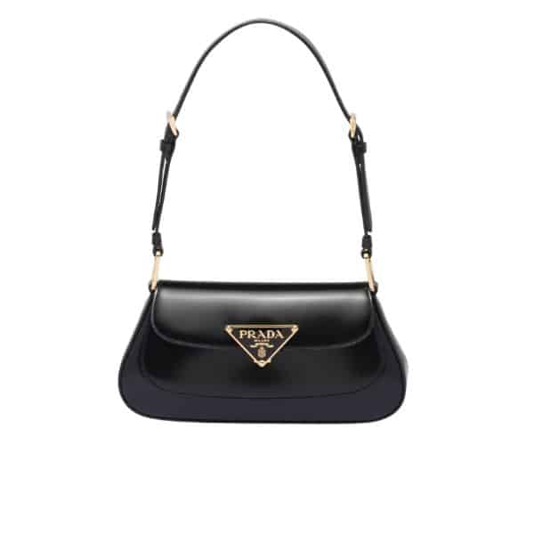 Prada Brushed Leather Bag Black 27Cm