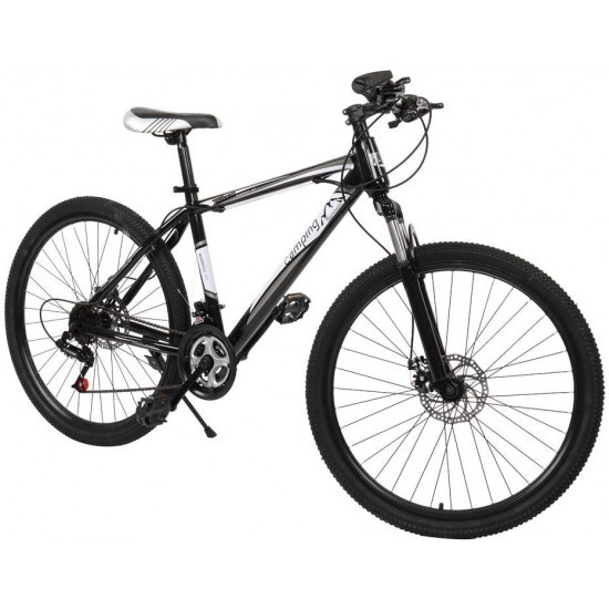 Mountain Bike for Adult and Teens, 21 Speed MTB Bike Carbon Steel Frame 24 Inches Wheels Bikes Double-Kill Disc Brake System (Black/White, 24 Inch Wheels)