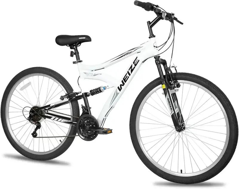 WEIZE 26″ / 27.5″ Hybrid Mountain Bike — 18-Speed Full-Suspension Outdoor Bike with High-Carbon Steel Frame