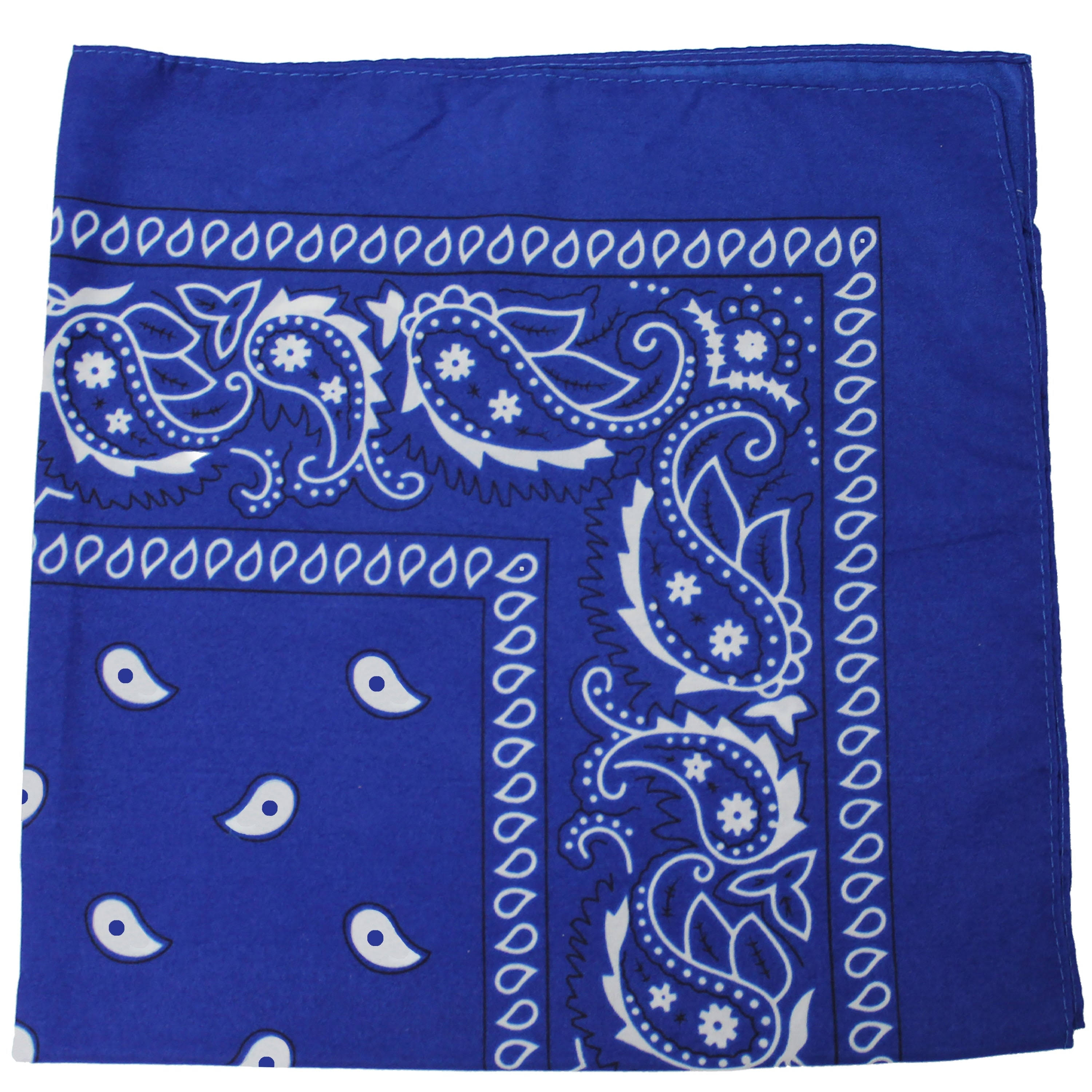 Pack of 50 Daily Basic 100% Cotton 22 x 22 Paisley Printed Bandana (Royal Blue)