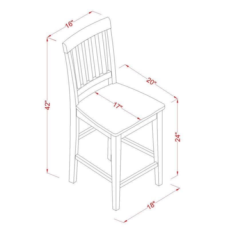 East West Furniture VERN3-WHI-W 3 PC Pub Table Set-Square Pub Table and 2 Counter Height Chairs