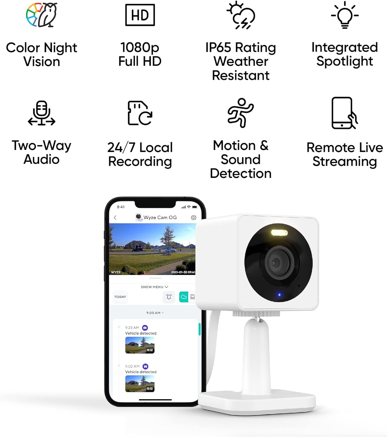Wyze - Cam OG Indoor/Outdoor Wired 1080p Security Camera - Black