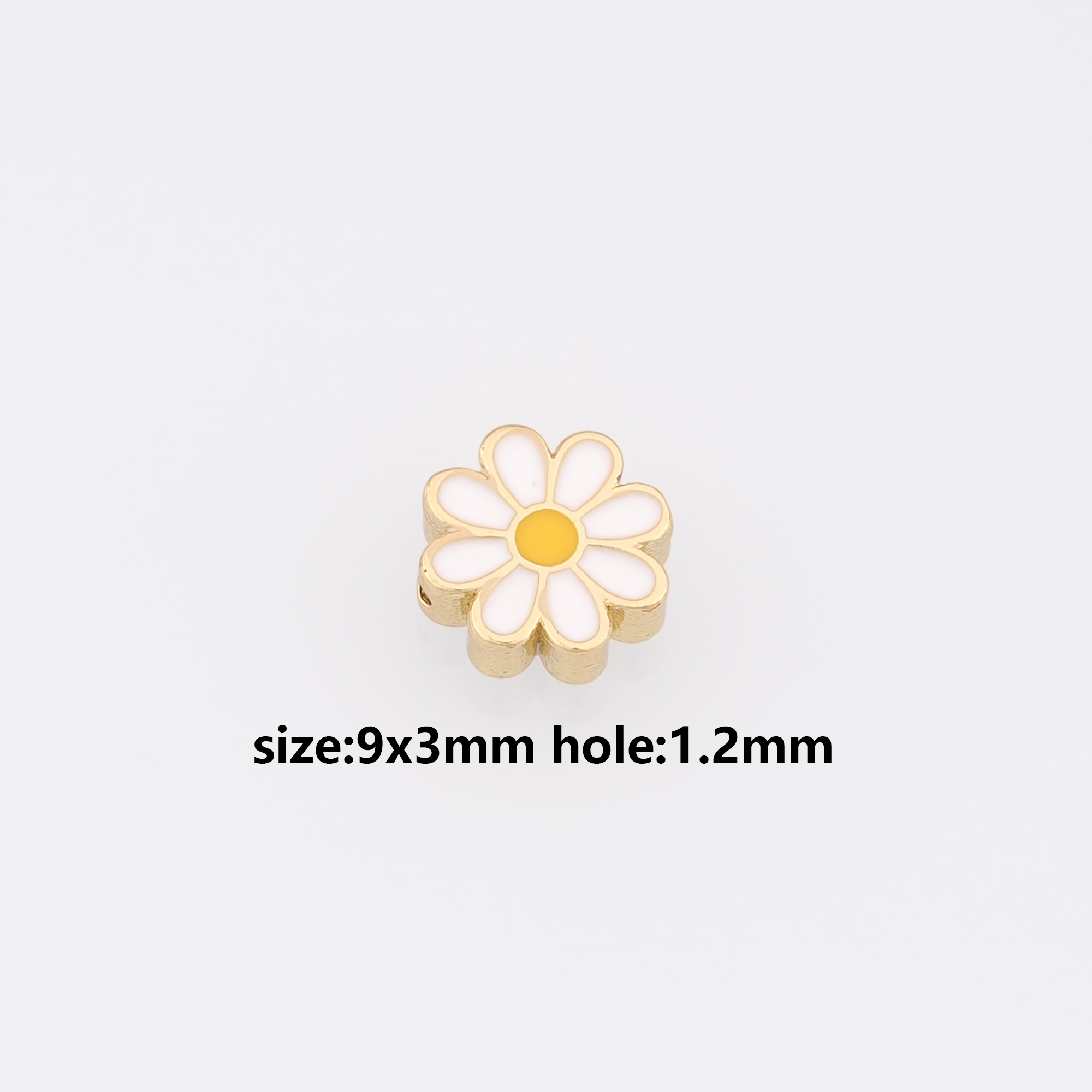 18K Gold Filled Flower Spacer Beads,Enamel Flower Bead for Bracelet Jewelry Necklace Making Supply