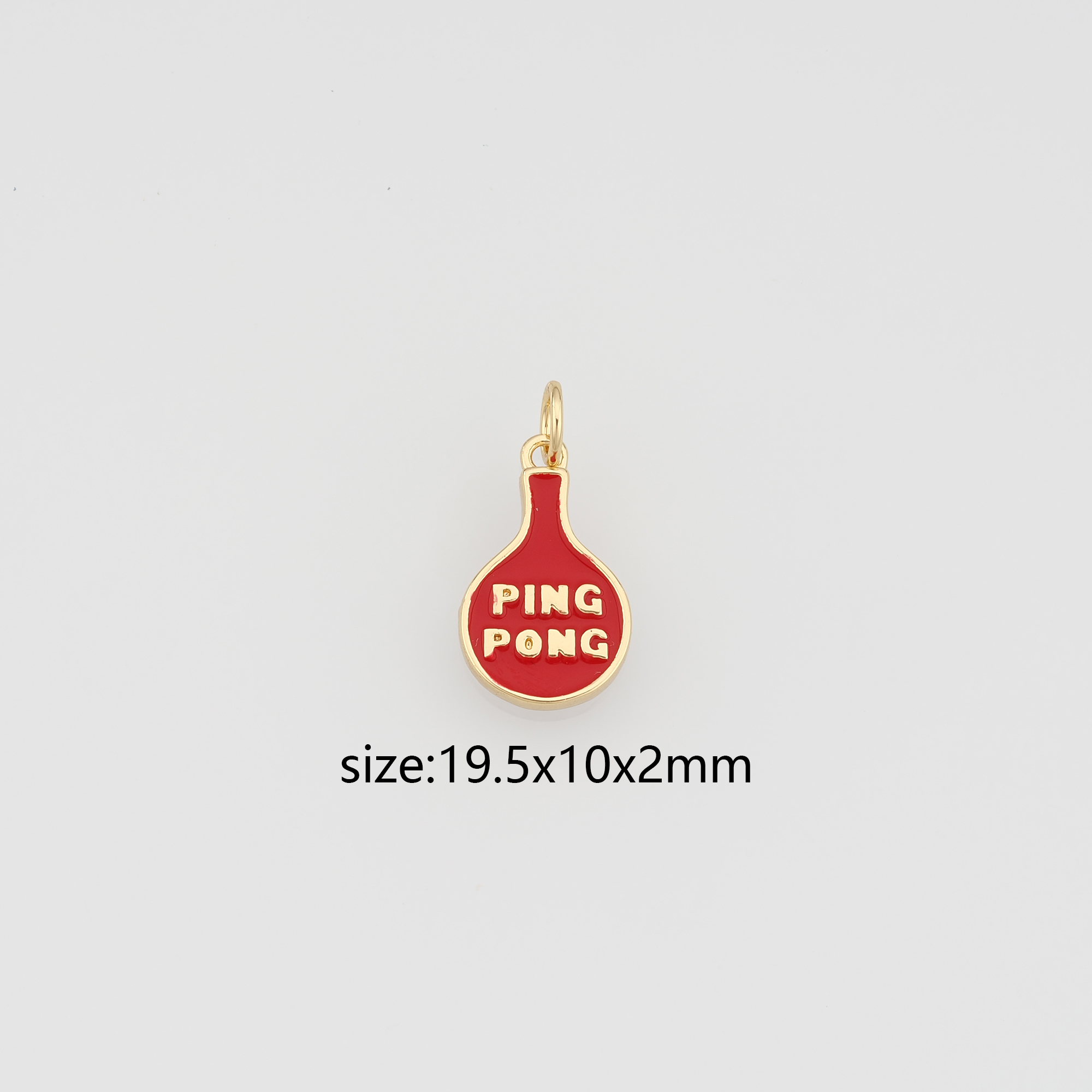 18K Gold Filled Ping Pong Racket Pendant,Enamel Racket Charm Earrings Necklace for DIY Jewelry Making Supply