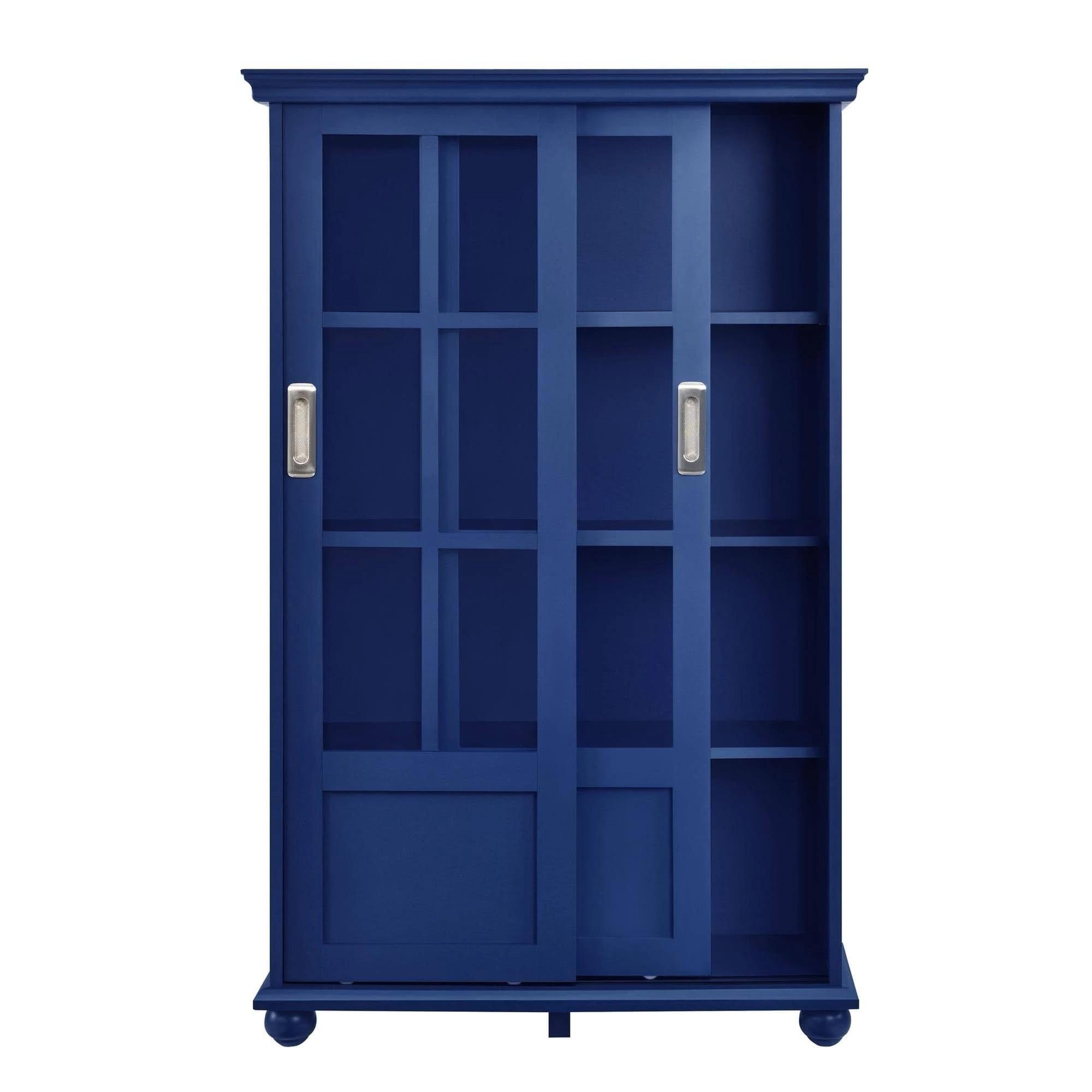Ameriwood Home Aaron Lane Bookcase with Sliding Glass Doors – Blue