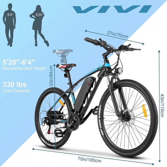 Electric Bike 27.5″ Electric Mountain Bike 350W Adults Ebike Electric Commuter Bike, Electric Bicycle with Removable 10.4Ah Battery, Professional 21 Speed