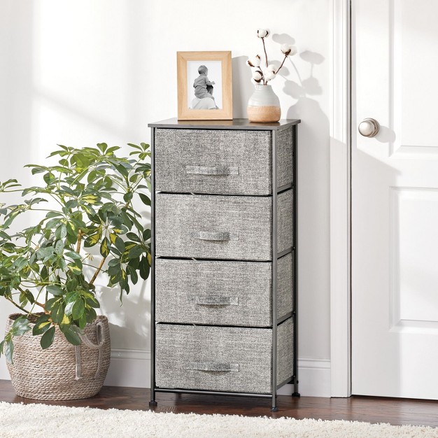 Mdesign Tall Dresser Storage Tower Stand With 4 Fabric Drawers