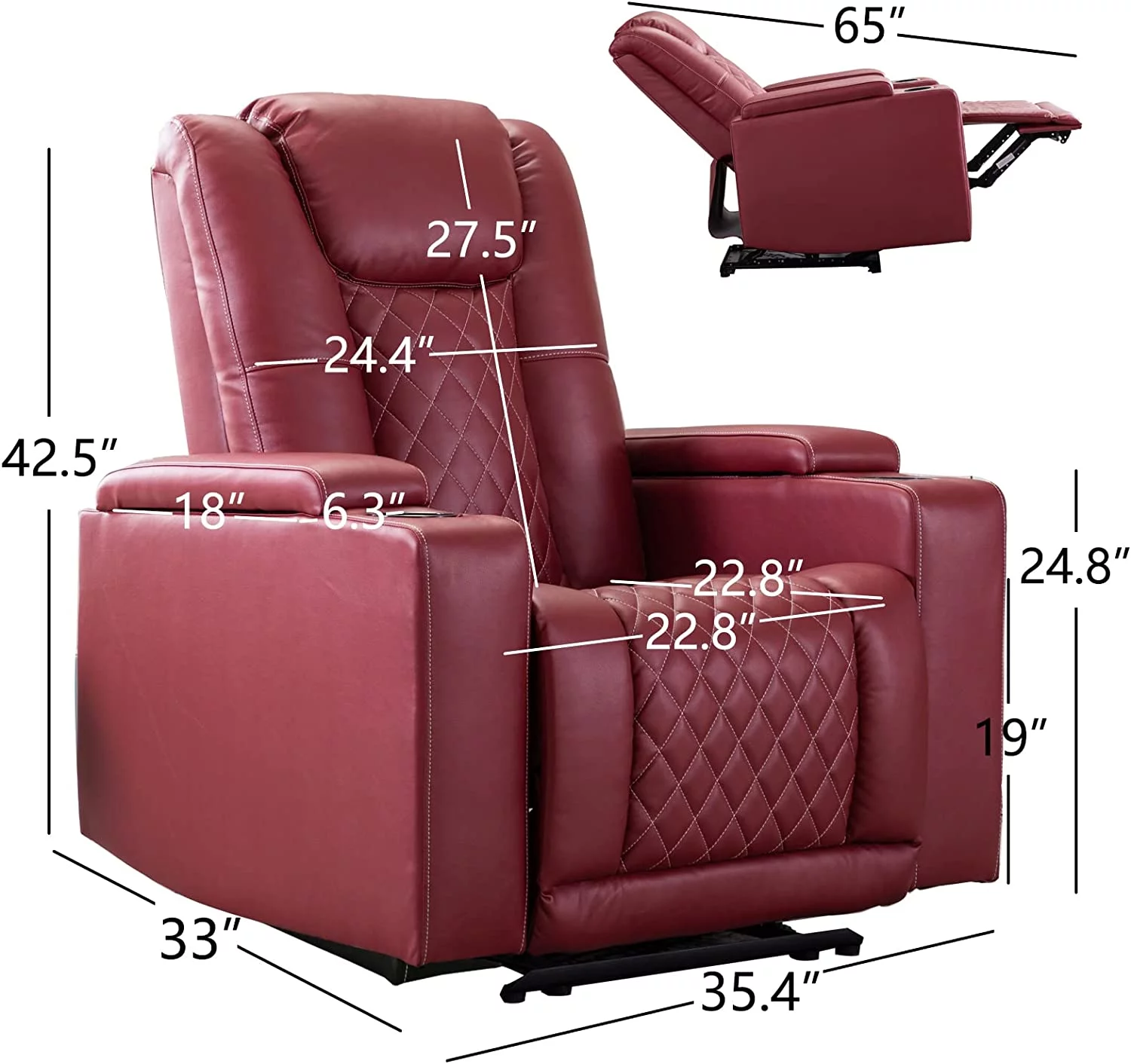 salable Power Recliner Chair Set of 3  PU Leather Electric Home Theater Seating with USB Ports and Cup Holders  Black Overstuffed Reclining Furniture with Hidden Arm Storage