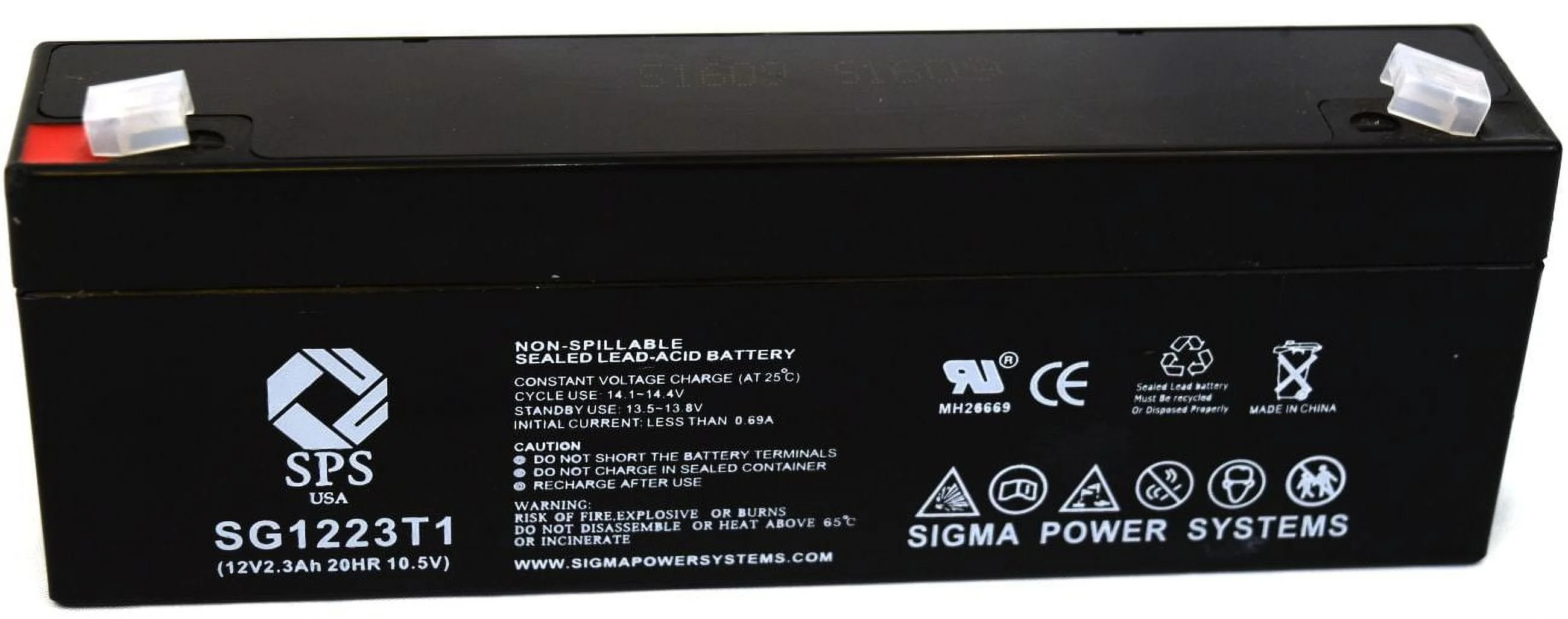 SPS Brand 12V 2.3 Ah Replacement Battery (SG1223T1) for National Power Corporation GT011T5 (1 Pack)