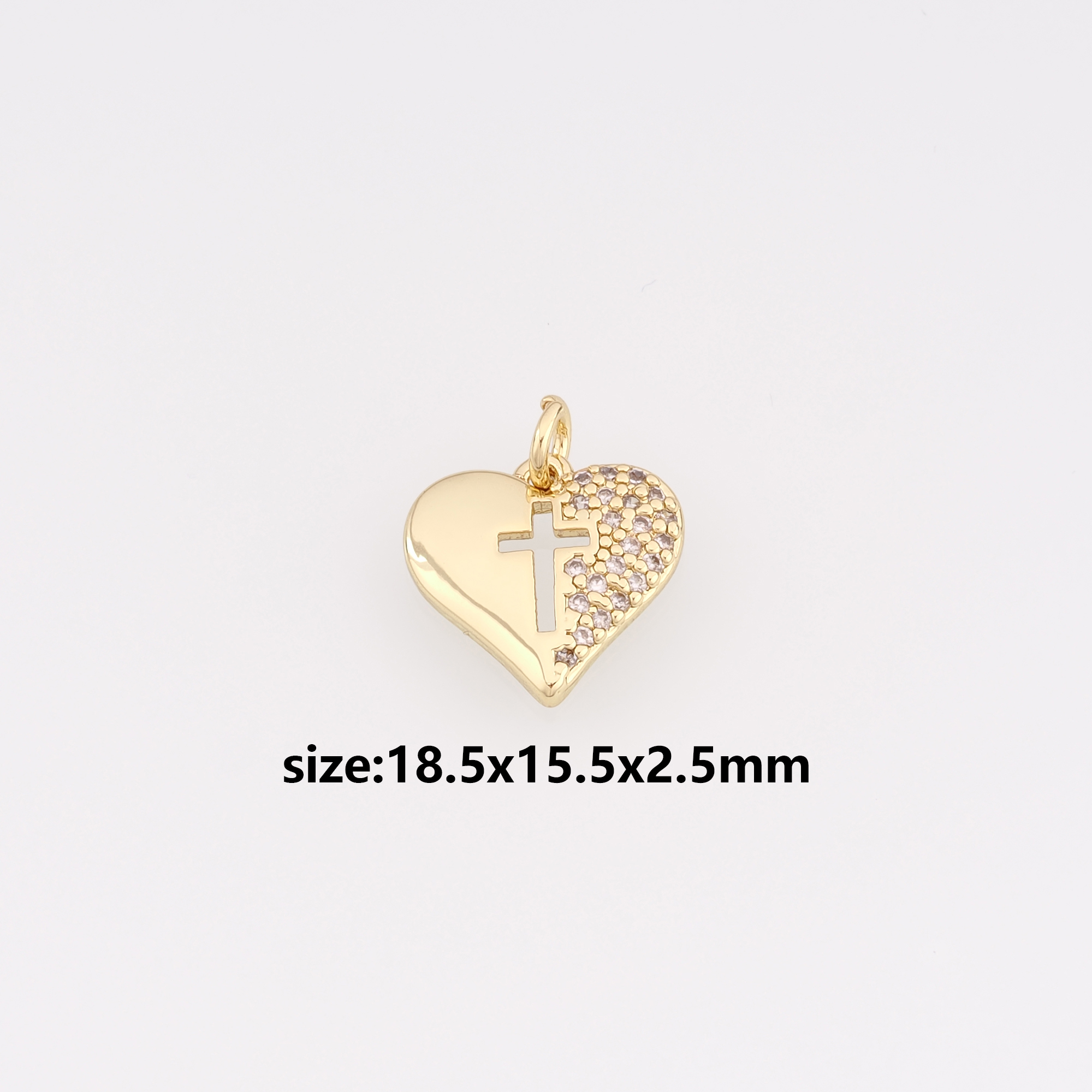 18K Gold Filled Heart Pendant,CZ Micro Pave Heart Charm Earrings Necklace for DIY Jewelry Making Supply