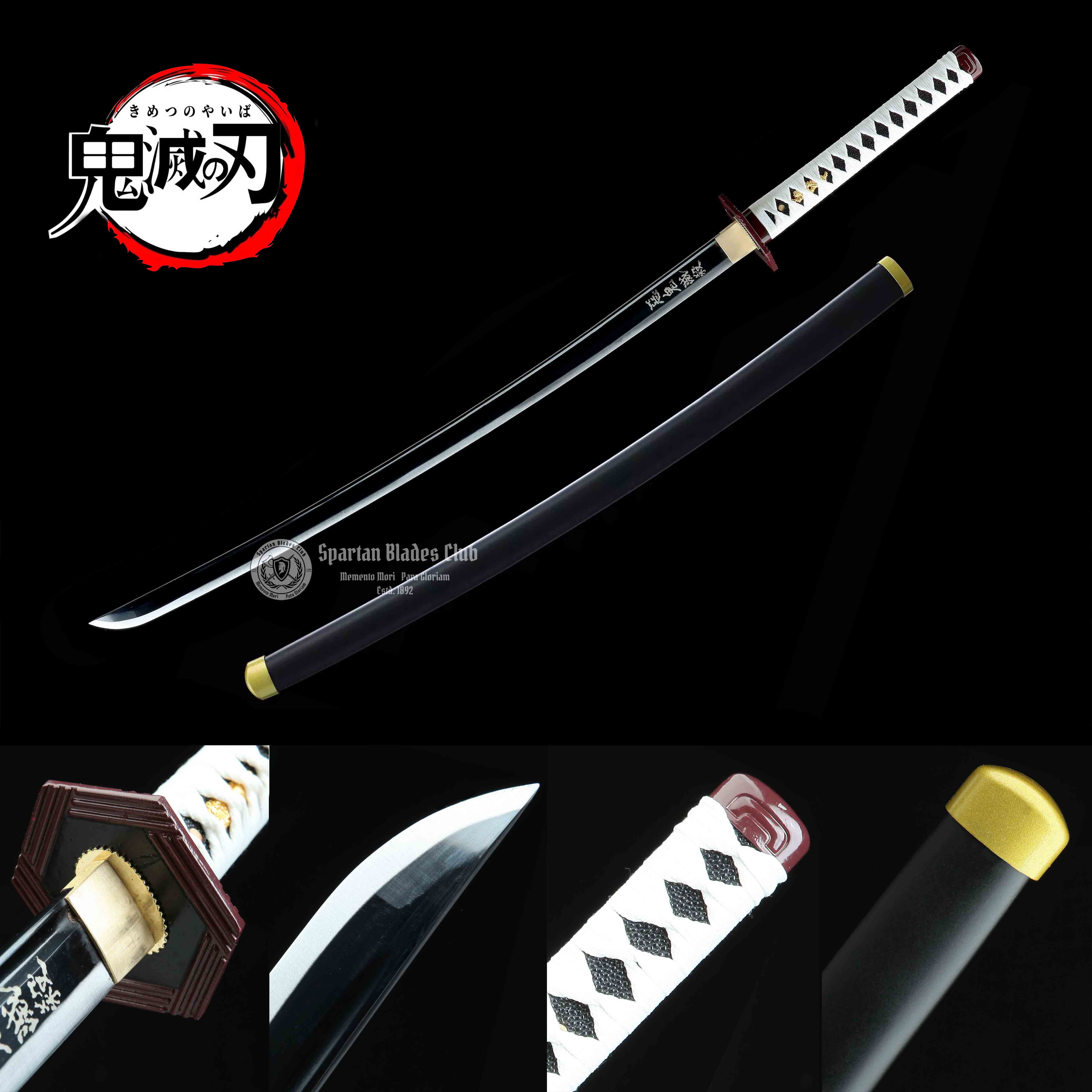GM05 | Tomioka Giyuu Sword | Demon Slayer | 1045 Carbon steel | Sharp | Handmade Real Sword | Black | Battle-Ready | Full-tang | Japanese Anime Cosplay | Spartan Blades Club | CHEN'S SWORDS 1892 - Spartan Blades Club - 陳氏劍莊1892