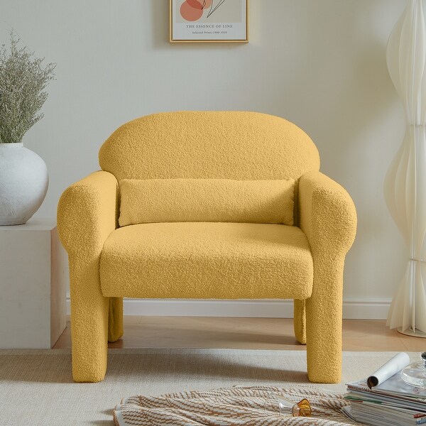 Modern Boucle Accent Chair with Lumbar Pillow