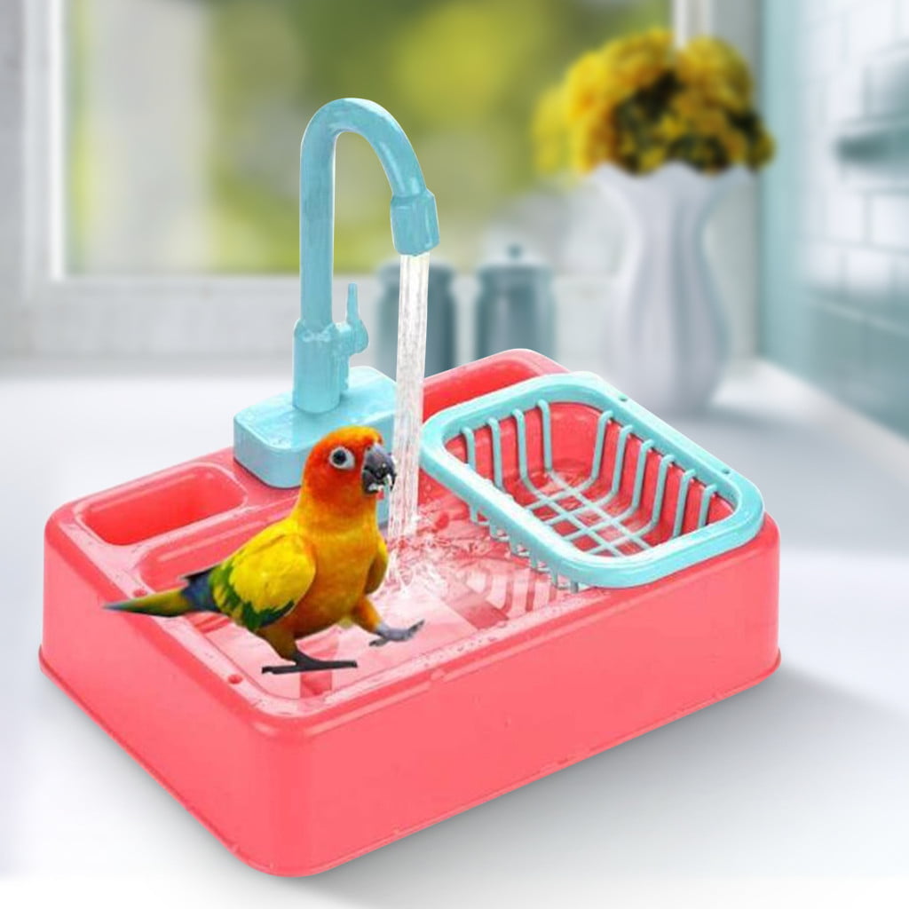 Bird Bathtub, Parrot Automatic Bathtub With Faucet, Bird Shower Bathtub For Pet