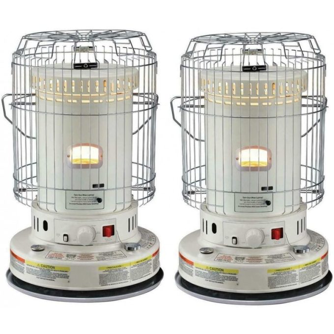 2-UNITS PORTABLE INDOOR KEROSENE HEATER, 23,800-BTU CONVECTION SPACE HEATERS